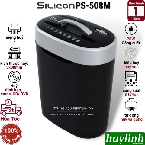 Máy hủy tài liệu Silicon PS-508M - Dung tích 16 lít