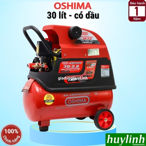 Máy nén khí có dầu Oshima 30-2.0 - Dung tích 30 lít - 2hp (dây đồng)