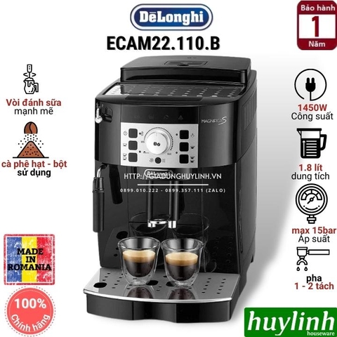 Máy pha cà phê tự động Delonghi ECAM22.110.B - Made in Châu Âu