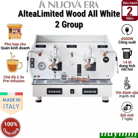 Máy pha cà phê La Nuova Era Altea Limited Wood All White - 2 Group - Made in Italy