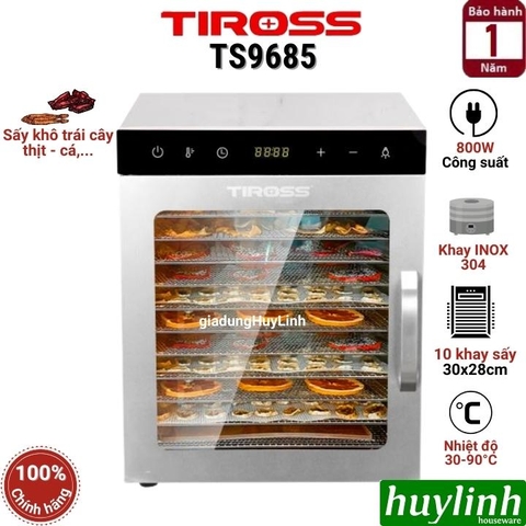 Máy sấy thực phẩm - trái cây Tiross TS9685 - 10 khay INOX - 800W