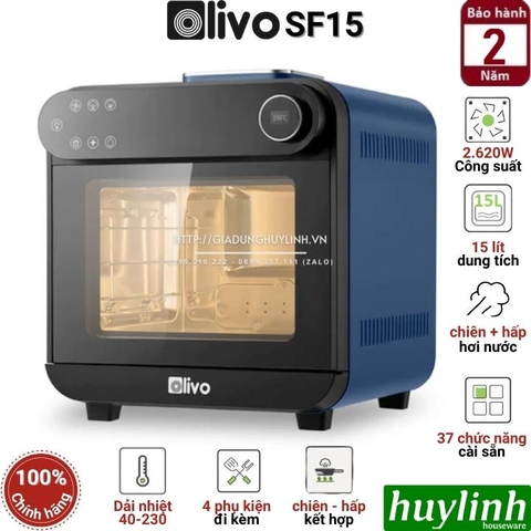 Nồi chiên không dầu - hấp hơi nước Olivo SF15 - Dung tích 15 lít - 37 menu