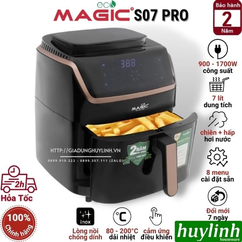 Nồi chiên không dầu - hấp hơi nước Magic ECO S07 Pro - Dung tích 7 lít