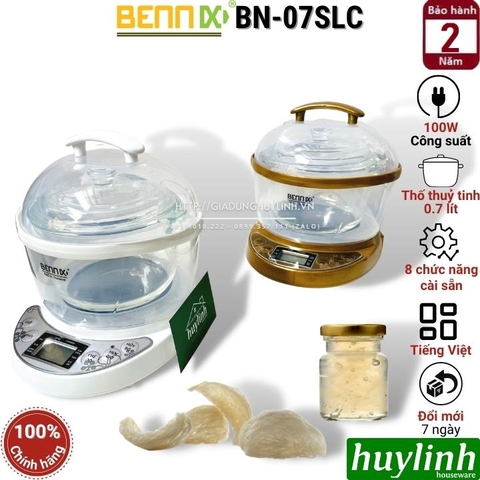 Nồi chưng yến, nấu cháo chậm thố thuỷ tinh Bennix BN-07SLC - 0.7 lít