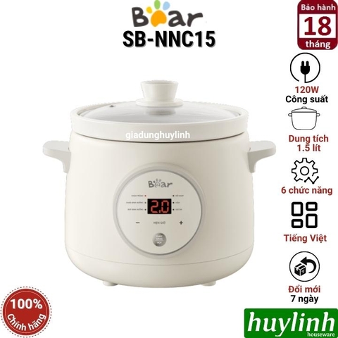 Nồi nấu chậm Bear SB-NNC15 - 1.5 lít - tiếng Việt