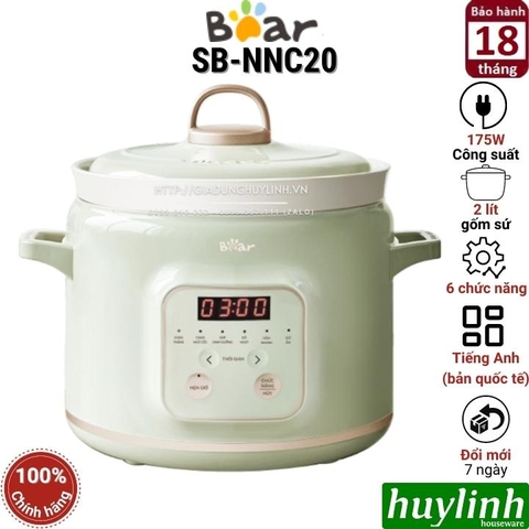 Nồi nấu chậm Bear SB-NNC20 - 2 lít - Bản quốc tế