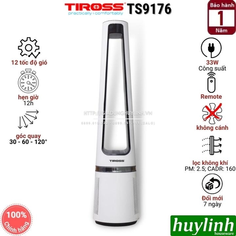 Quạt tháp không cánh lọc không khí Tiross TS9176