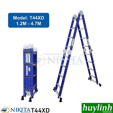 Thang nhôm gấp 4 đoạn 4 bậc Nikita T44XD - 4.7 mét