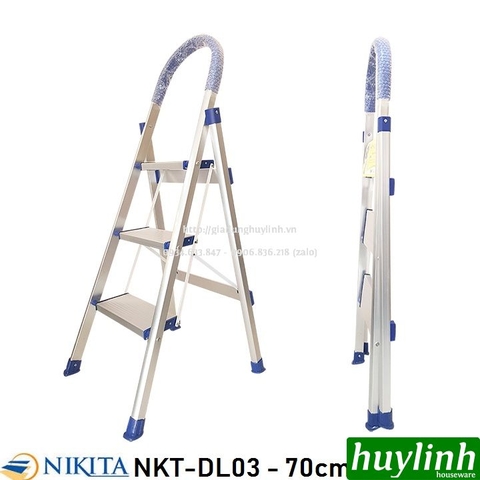 Thang nhôm ghế bản lớn Nikita NKT-DL03 - 3 bậc - 70cm