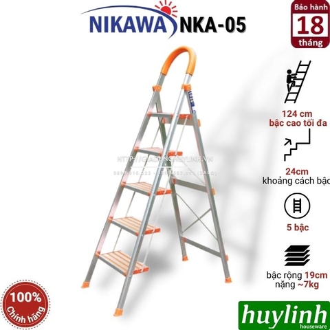 Thang nhôm ghế Nikawa NKA-05 - 5 bậc - 124cm