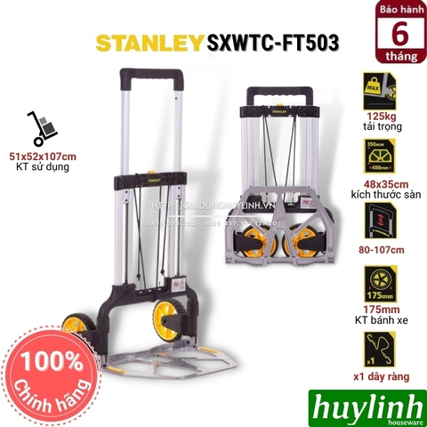 Xe kéo đẩy hàng 2 bánh gấp gọn Stanley SXWTC-FT503 - Tải trọng 125kg