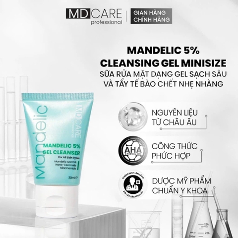 Sữa Rửa Mặt Mande 5% Dạng Gel Sạch Sâu Và Tẩy Tế Bào Chết Nhẹ Nhàng MD CARE 200ml