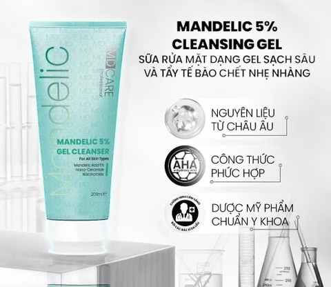 Sữa Rửa Mặt Mande 5% Dạng Gel Sạch Sâu Và Tẩy Tế Bào Chết Nhẹ Nhàng MD CARE 200ml