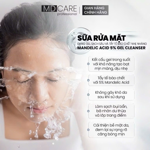 Sữa Rửa Mặt Mande 5% Dạng Gel Sạch Sâu Và Tẩy Tế Bào Chết Nhẹ Nhàng MD CARE 200ml