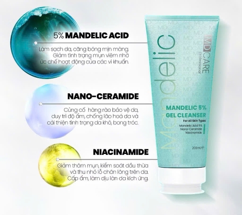 Sữa Rửa Mặt Mande 5% Dạng Gel Sạch Sâu Và Tẩy Tế Bào Chết Nhẹ Nhàng MD CARE 200ml