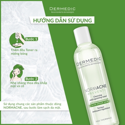 Toner da dầu mụn, làm dịu, se khít lỗ chân lông Dermedic Normacne Preventi Cleansing And Regulating Skin Toner 200ml