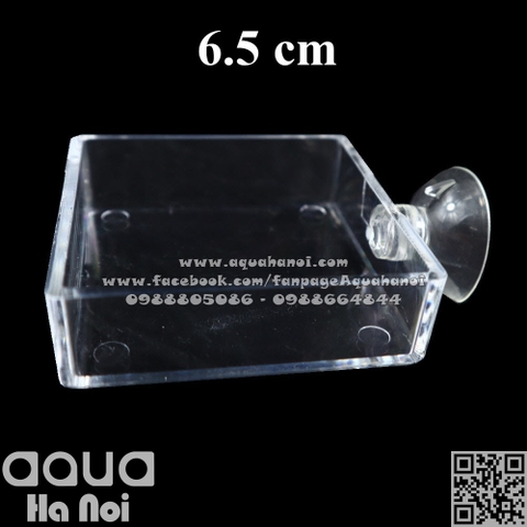 Chén đĩa Acrylic cho cá tép ăn- Có hít kính thành hồ - Hình vuông - 6.5 cm