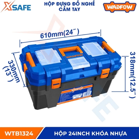 Hộp đựng đồ nghề WADFOW kích thước 13-24inch Thùng dụng cụ nhựa PP cứng cáp chịu lực tốt độ bền cao, nhiều ngăn tiện lợi