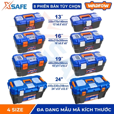 Hộp đựng đồ nghề WADFOW kích thước 13-24inch Thùng dụng cụ nhựa PP cứng cáp chịu lực tốt độ bền cao, nhiều ngăn tiện lợi