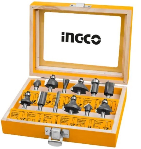 Bộ 12 mũi phay gỗ INGCO AKRT1201 chính hãng