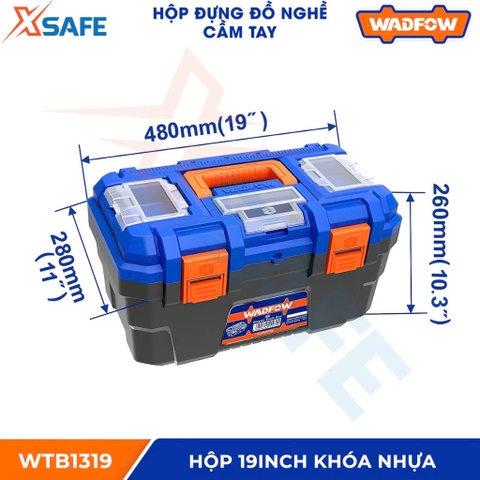 Hộp đựng đồ nghề WADFOW kích thước 13-24inch Thùng dụng cụ nhựa PP cứng cáp chịu lực tốt độ bền cao, nhiều ngăn tiện lợi