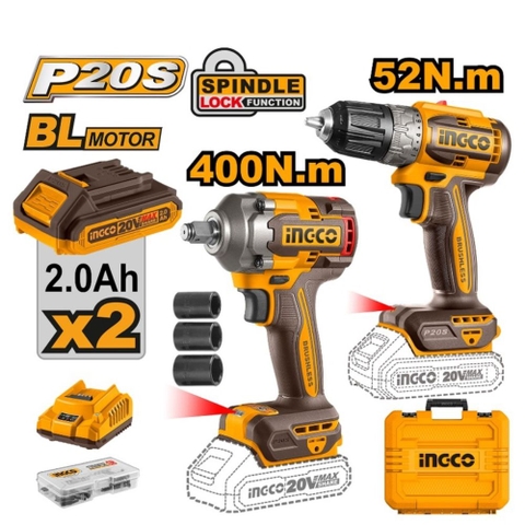 Bộ Combo Máy Khoan & Máy Siết Bu Lông Dùng Pin 20V INGCO CKLI20271