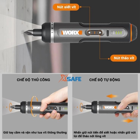 Máy vặn vít dùng pin 4V Worx WX242 (nâng cấp từ wx240)