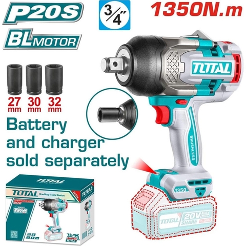 Máy Siết Buloong Không Chổi Than Dùng Pin 20V (không Kèm Pin & Sạc) Total TIWLI201351