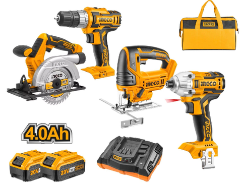 Bộ máy khoan, siết vít, cưa đĩa và máy cưa lọng  20V Ingco CKLI2010 Xsafe