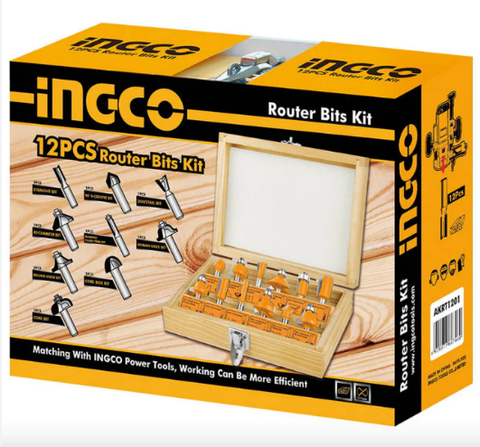 Bộ 12 mũi phay gỗ INGCO AKRT1201 chính hãng
