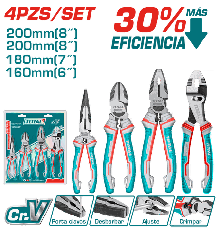 Bộ 4 Kềm Tay Cầm TPR Chuyên Dụng TOTAL THT2K0488