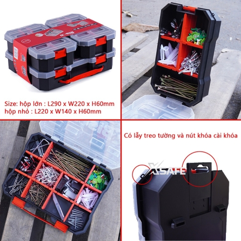 Hộp đựng linh kiện 3 trong 1 Bison chống nước chuẩn IP54, nhựa cao cấp chống chịu va đập, chống bụi, có thể liên kết