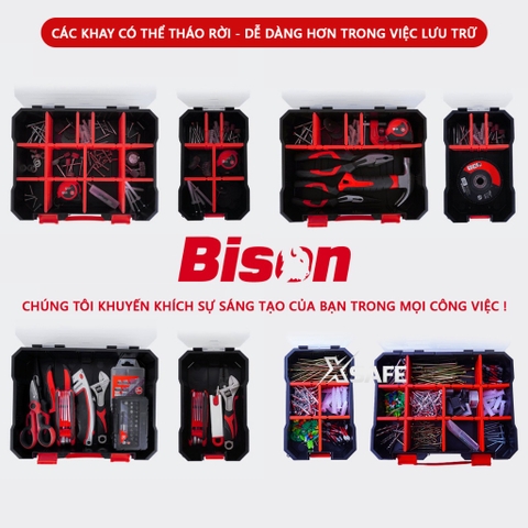 Hộp đựng linh kiện 3 trong 1 Bison chống nước chuẩn IP54, nhựa cao cấp chống chịu va đập, chống bụi, có thể liên kết