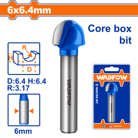 Mũi phay gỗ đầu tròn 6x6x6.4mm WadFow WRG8401