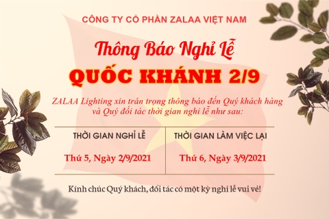 Thông báo nghỉ lễ Quốc khánh 2/9/2021