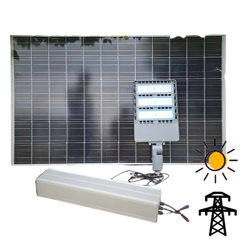 Bộ Đèn Đường Năng Lượng Mặt Trời 100W Kết Hợp // Điện Lưới AC220V ZALAA