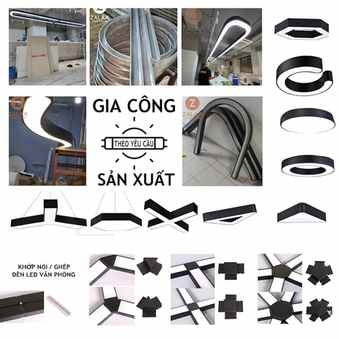 Bộ Sản phẩm Đèn Thả Trần ZALAA cho Nội Thất Văn Phòng - Kiểu Chữ Ghép Thanh đa dạng kích thước