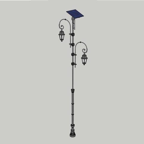 Trụ Cột Đèn Cảnh Quan Solar Landscape Cổ Điển Europe ZSLLP H5M 120W 2 Tay 60W/bóng Chiếu Thủy - ZALAA OEM