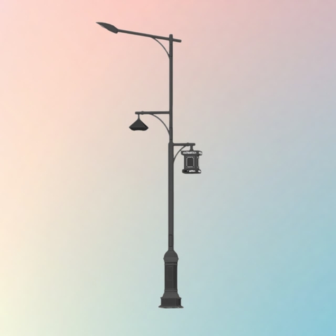 Trụ Cột Đèn Thép Sơn Tĩnh Điện Cao 6M Gồm 3 Tay Thiết Kế Theo Yêu Cầu Kết Hợp Đế Cột DC05