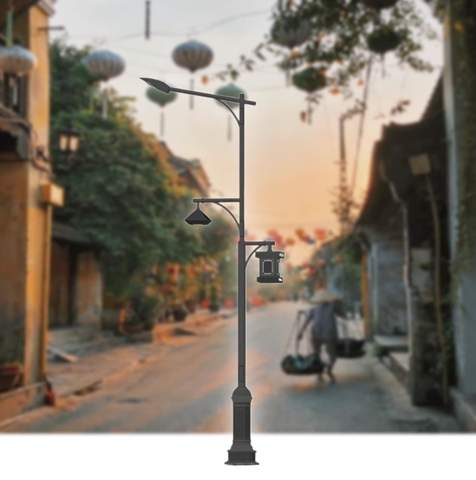 Trụ Đèn Chiếu Sáng 6M Thép Sơn Tĩnh Điện - Đế Gang Trang Trí