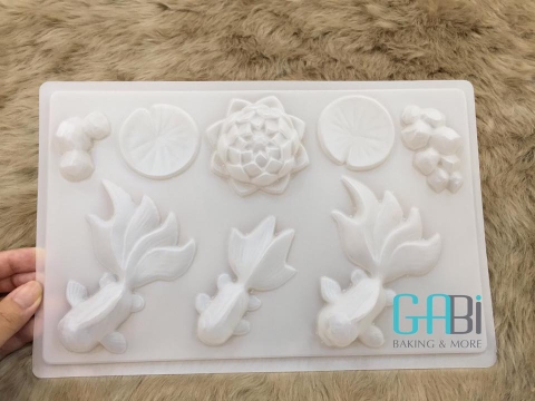 Khuôn thạch cá vàng hoa sen