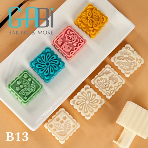 Khuôn trung thu lò xo 75g 4 mặt vuông B13