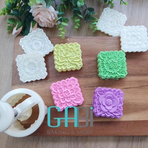 Khuôn nhấn trung thu lò xo 4 mặt hoa vuông 150g