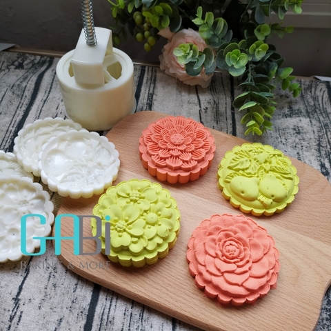 Khuôn nhấn trung thu lò xo 4 mặt hoa+bầu hồ lô 150g