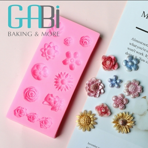 Khuôn fondant silicon hoa bảng chữ nhật