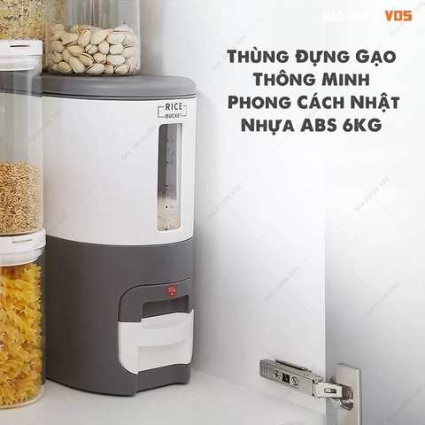 Thùng Đựng Gạo Thông Minh, Lấy Gạo Tự Động, Có Nắp Kín Theo Phong Cách Nhật Bản - Nhựa PP+PS 6KG - gia dụng vds