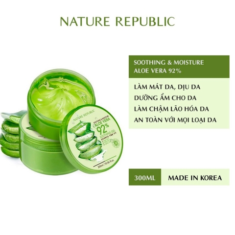 Gel Dưỡng Ẩm Lô Hội Nature Republic 92% 300ml