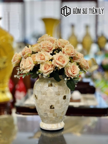 Bình hoa khảm trai dáng thấp-BGN13