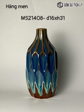 Lọ hoa men hỏa biến dáng chai-TLH16