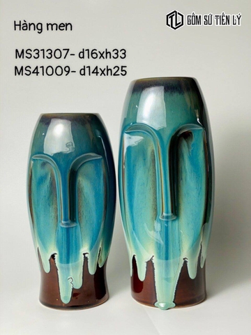 Bình hoa men hoả biến xanh ngọc-TLH29